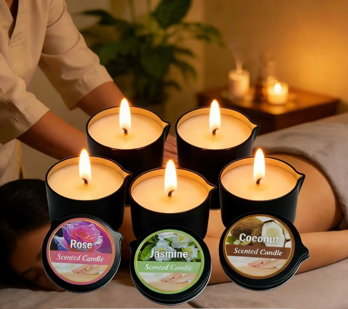 SCENTED CANDLES, Melts to Body oil, * πΉ Romantic Rose Spa β roses, silk sheets, glowing candles
* π₯₯ Tropical Coconut Escape β coconuts, palm leaves, golden sunset
* π Citrus Luxury β fresh orange slices, sparkling highlights, bright warmth
* πΈ Jasmine