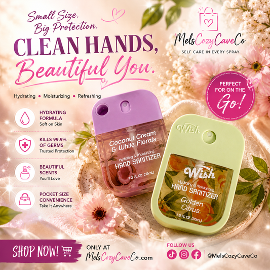 Hydrating&moisturizing Hand Sanitizer Golden Citrus Spearmint 🦋Eucalyptus and Sweet Floral Morning 🌺 Buy 1 sanitizer get 1 free sanitizer case FREE