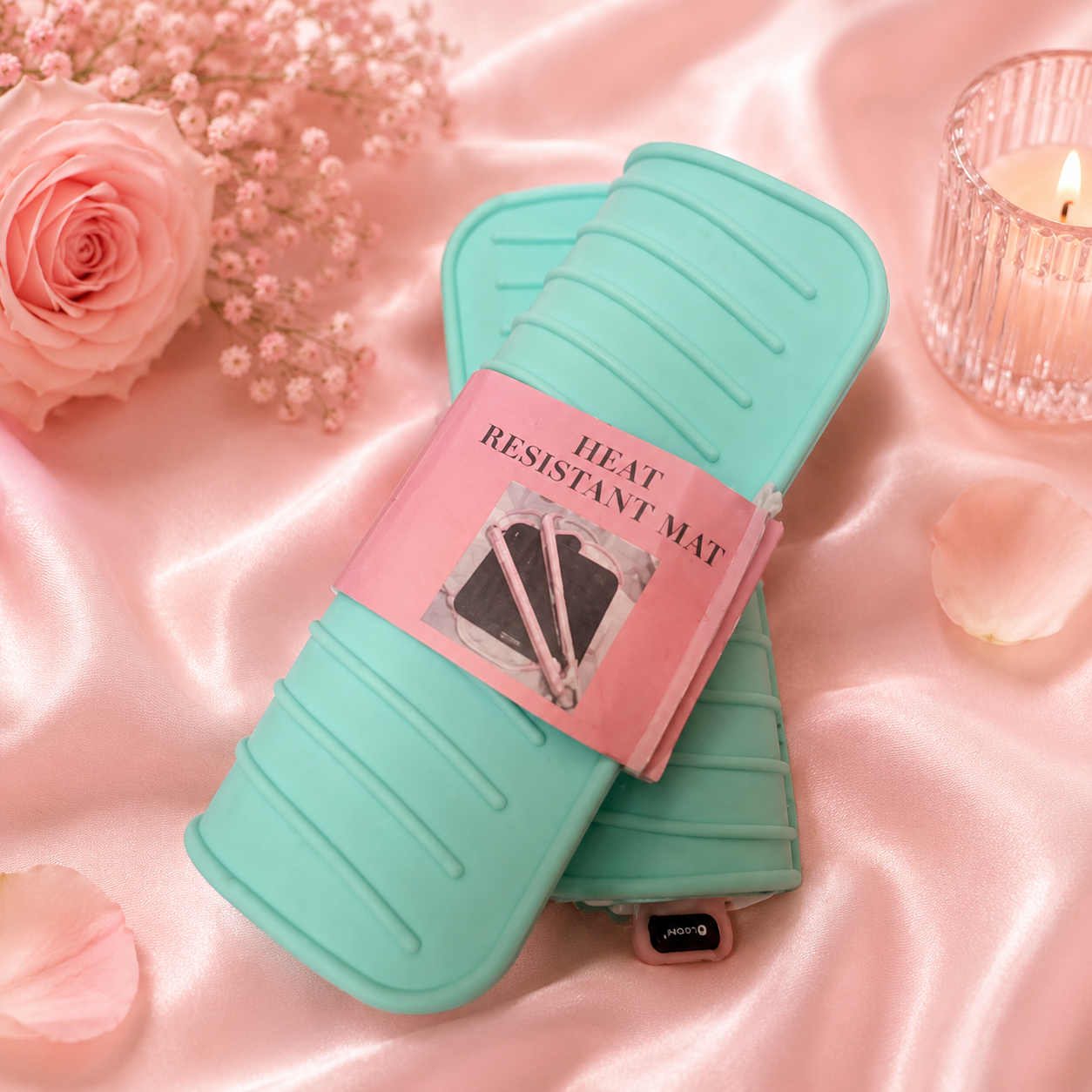 Heat Resistant Hair Iron Mat/ AVAILABLE IN teal Color and pink COLOR $2.00 EACH 🔥