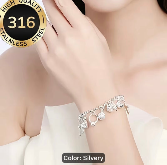 Stainless Steel 316 Hypoallergenic Bracelet Series Featuring Cross Star And Key Designs Elegant And Fashionable Perfect for Luxury Gifts for Women at Parties Silvery $6.00