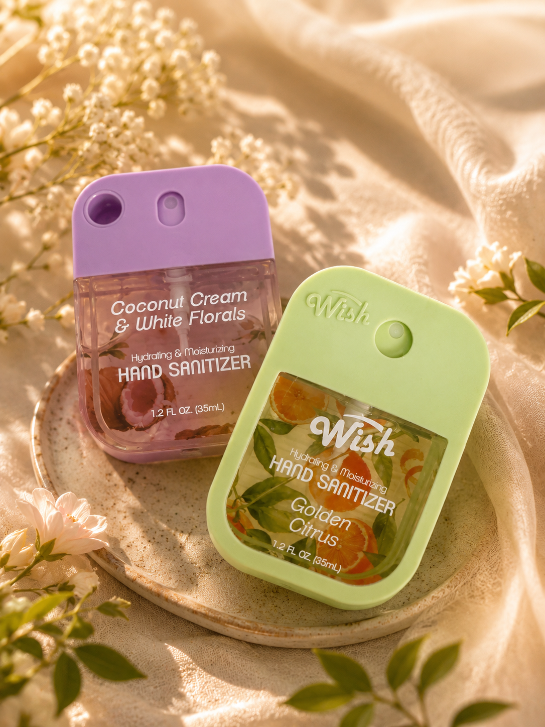 Hydrating&moisturizing Hand Sanitizer Golden Citrus Spearmint 🦋Eucalyptus and Sweet Floral Morning 🌺 Buy 1 sanitizer get 1 free sanitizer case FREE