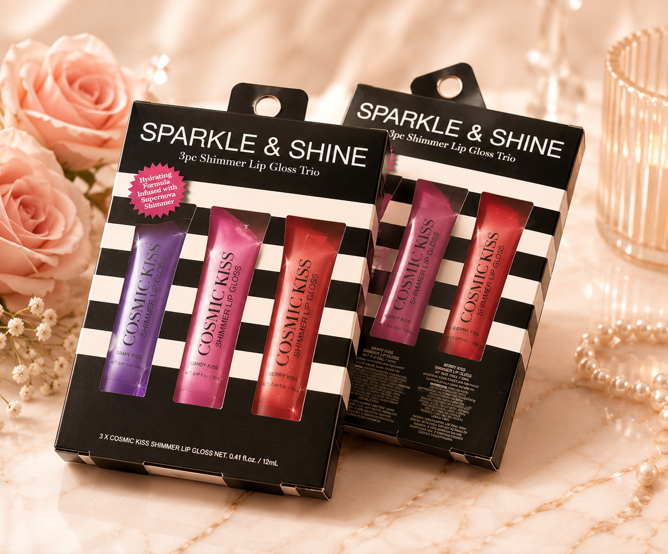 (lip glosses)SHIMMER LIP GLOSS ( Grape kiss,Candy Kiss,Berry kiss)$5.00 EACH 👄